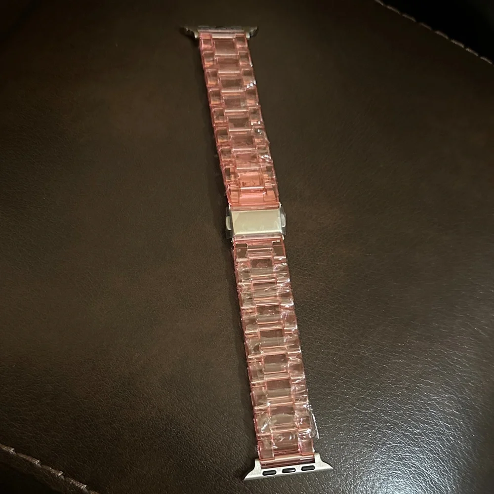 Pink Clear Transparent apple iwatch watch band